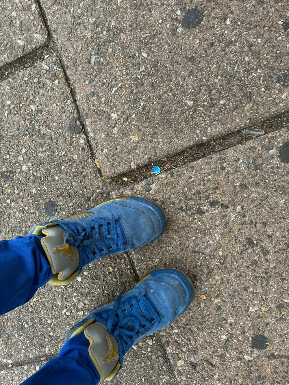 Jordan Kids Blue and Yellow High-Top Sneakers
